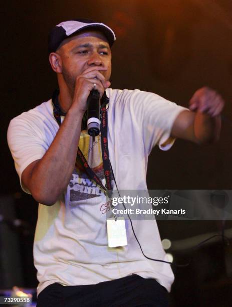 George Evelyn of the band Nightmares on Wax performs at the Gold Coast stop of the 2007 Good Vibrations Festival at Doug Jennings Park on February...