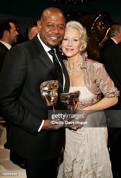 Actors Forest Whitaker and Dame Helen Mirren pose with the awards for Best Actor and Best Actress in a Leading Role for "The Last King of Scotland"...