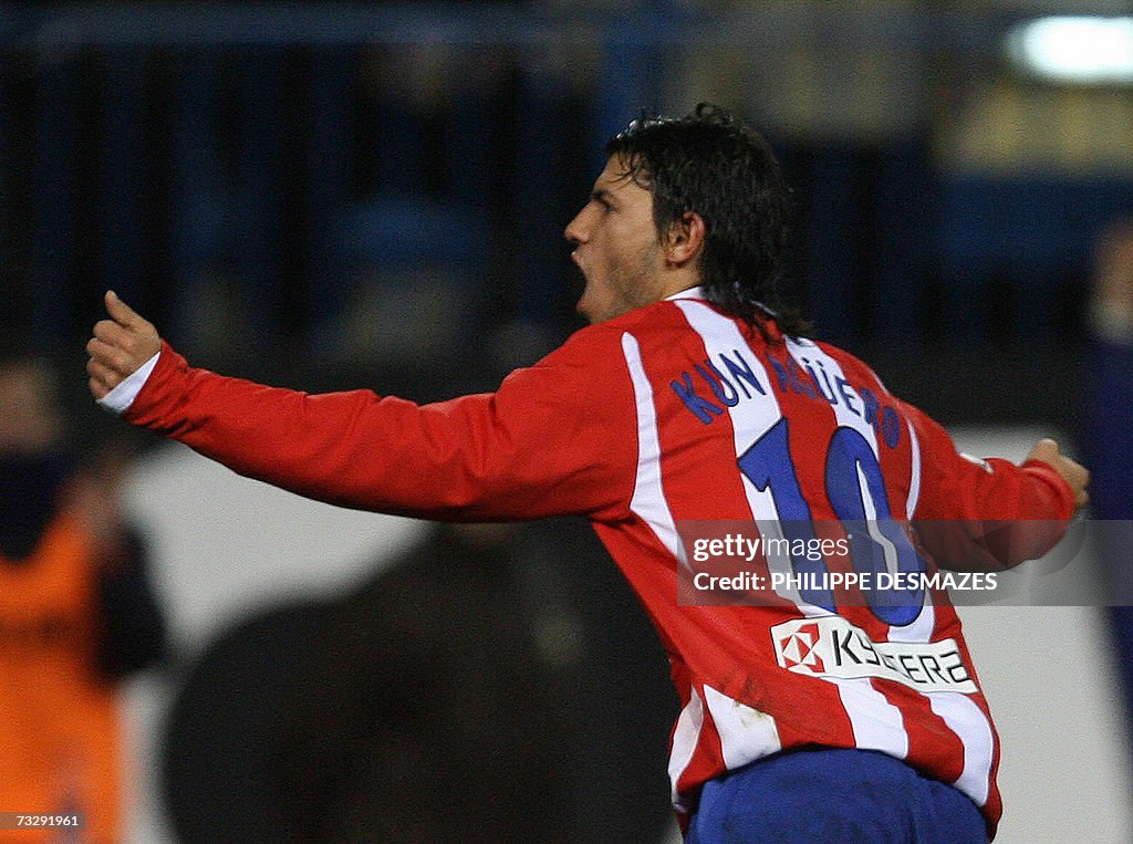 Atletico de Madrid's Sergio Aguero jubil...