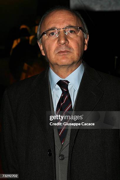 President of province Antonio Saitta poses at the opening ceremony for the Olympic Museum at Atrium on February 10, 2007 in Turin, Italy.