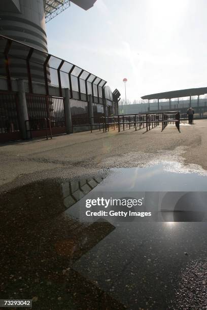 View of the entrance for guest fans San Siro Stadium with no fans is seen before the AC Milan v Livorno serie A match on February 11, 2007 in Milan,...