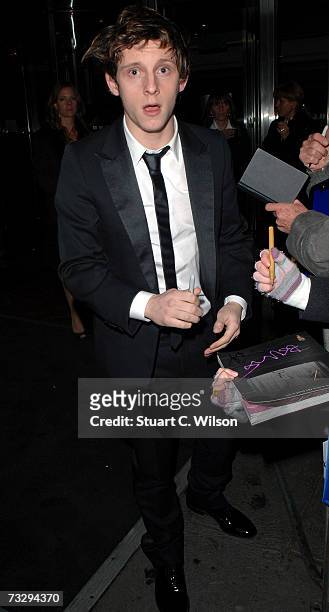 Actor Jamie Bell arrives for the Pathe and Miramax BAFTA after show party at the Hilton Park Lane Hotel February 11, 2007 in London, England.