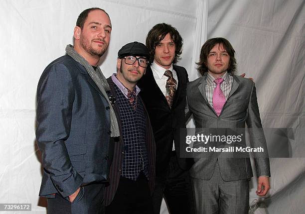 Musicians Dan Konopka, Tim Nordwind, Damian Kulash and Andy Ross of the band "OK Go" arrive at the EMI/Capitol Records Grammy party held at...