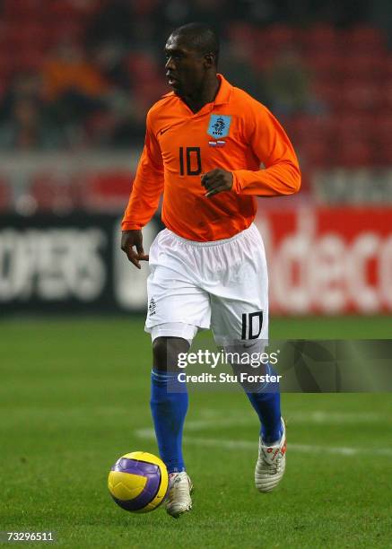Dutch midfielder Clarence Seedorf makes a run during the International friendly match between Netherlands and Russia at the Amsterdam Arena on...
