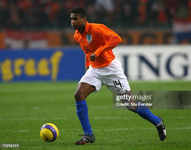 Dutch player David Mendes da Silva makes a run during the International friendly match between Netherlands and Russia at the Amsterdam Arena on...