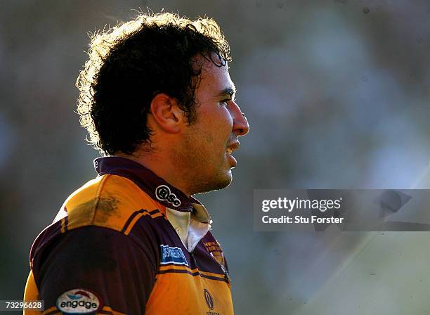 Giants player Stephen Wild looks on during the Engage Super League match between Bradford Bulls and Huddersfield Giants at Odsal Stadium on February...