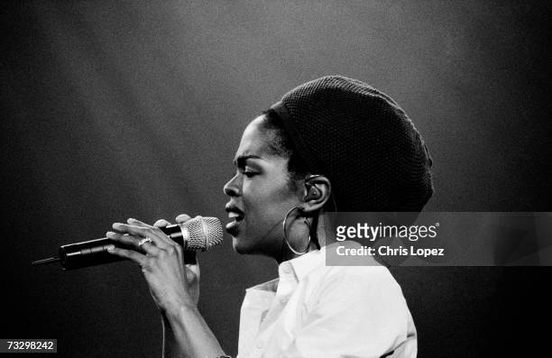 Lauryn Hill performing at Brixton Academy, London. .