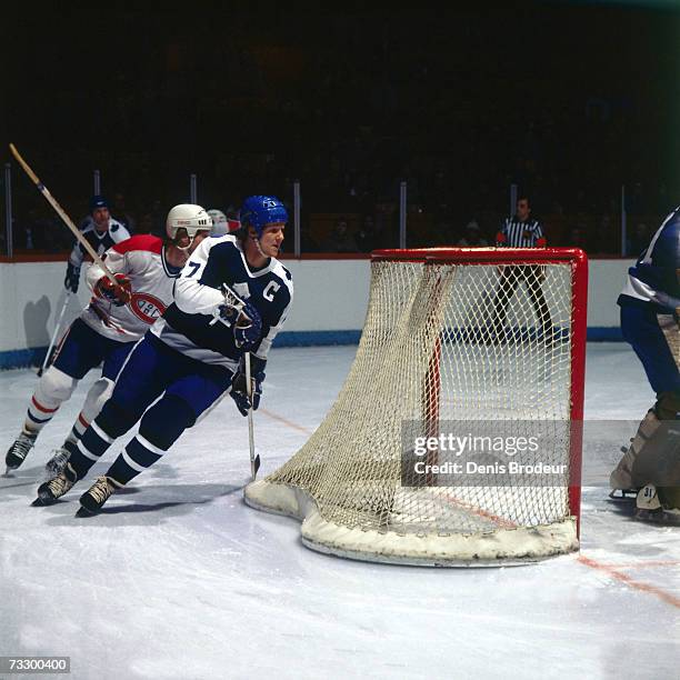 Darryl Sittler of the Toronto Maple Leafs skates against the Montreal Canadiens.