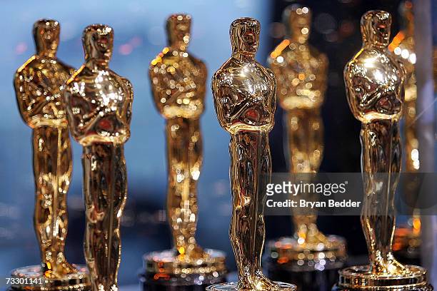 Oscar Statues are displayed at the 2007 "Meet the Oscars" presented by the Academy of Motion Pictures Arts and Sciences on February 12, 2007 in New...