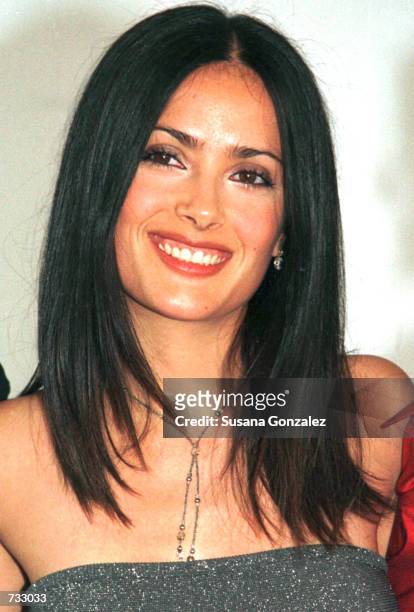 Mexican Actress Salma Hayek poses for photographers during a news conference October 22, 2000 Mexico City. Hayek is in Mexico for the filming of the...