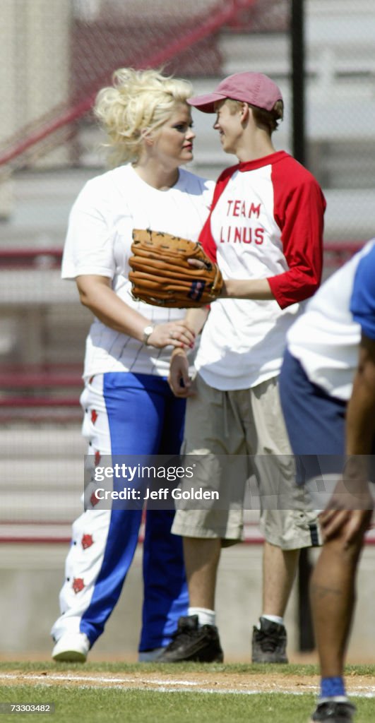 Anna Nicole Smith Plays In A Charity Softball Game