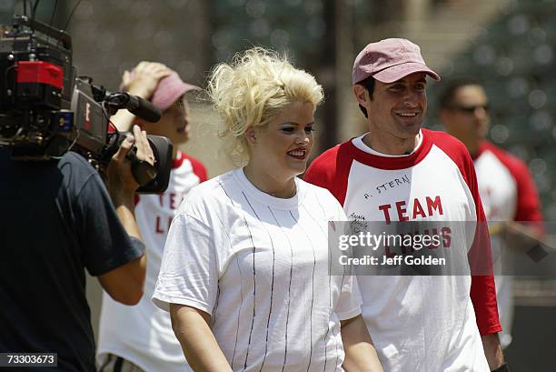 Anna Nicole Smith and Howard K. Stern participate in a charity softball game on June 30, 2002 at Dedeaux Field in Los Angeles, California. Son Daniel...