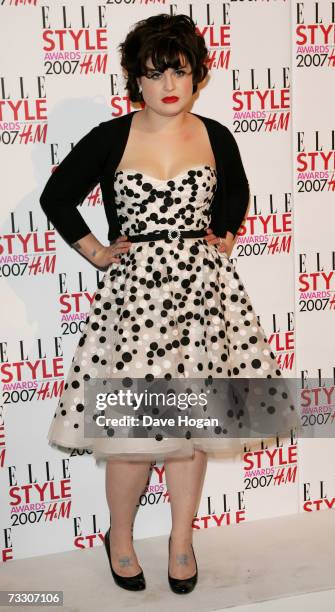 Kelly Osbourne poses in the awards room at the ELLE Style Awards at the Roundhouse Theatre February 12, 2007 in London, England.