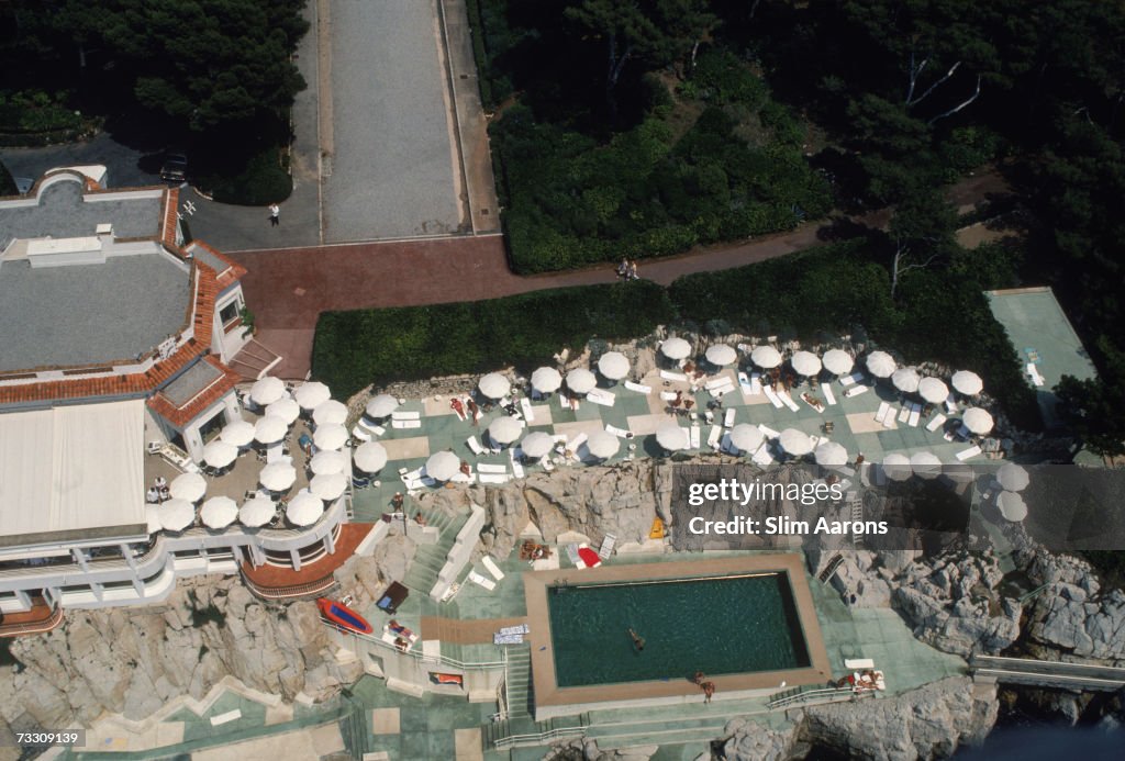 Eden Roc Pool An aerial view of the the swimming pool at the Hotel du Cap Eden-Roc ...