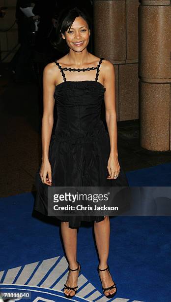 Actress Thandie Newton attends the World Premiere of "Hot Fuzz" held at the Vue West End on February 13, 2007 in London, England.
