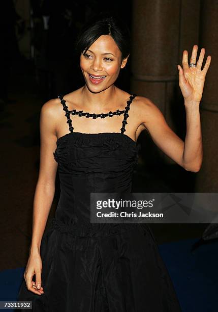Actress Thandie Newton attends the World Premiere of "Hot Fuzz" held at the Vue West End on February 13, 2007 in London, England.
