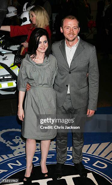 Simon Pegg and wife Maureen McCann attend the World Premiere of "Hot Fuzz" held at the Vue West End on February 13, 2007 in London, England.