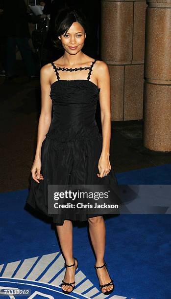 Actress Thandie Newton attends the World Premiere of "Hot Fuzz" held at the Vue West End on February 13, 2007 in London, England.