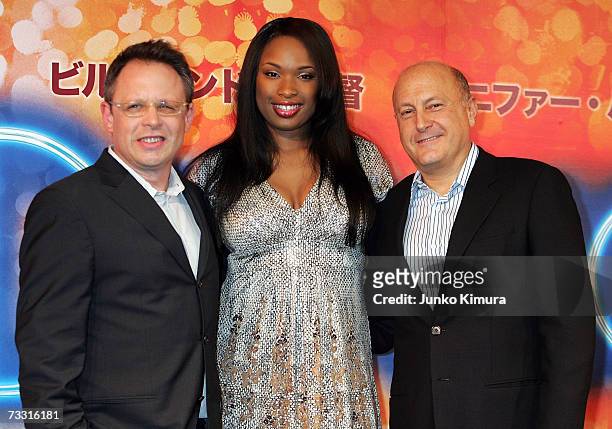 Director Bill Condon, actress Jennifer Hudson and producer Laurence Mark attend a press conference to promote her film "Dreamgirls" at Blue Note...