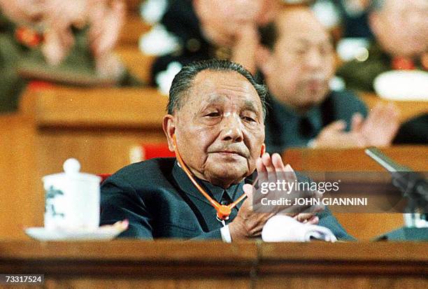 China-politics-Deng-anniversary,sched-FEATURE This file photo dated 25 October 1987 shows China's late political patriarch Deng Xiaoping as he...