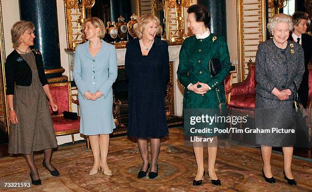 Queen Elizabeth II, Camilla, Duchess of Cornwall, Sophie, Countess of Wessex, Princess Anne, Princess Royal and the Duchess of Gloucester attend a...