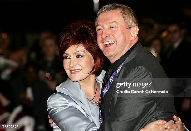 Sharon Osbourne with Louis walsh arrive at the BRIT Awards 2007 in association with MasterCard at Earls Court on February 14, 2007 in London.