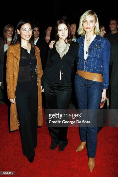 Actress Lucy Liu, actress Drew Barrymore and actress Cameron Diaz attend the Special Screening of Columbia Pictures'' "Charlie's Angels" October 24,...