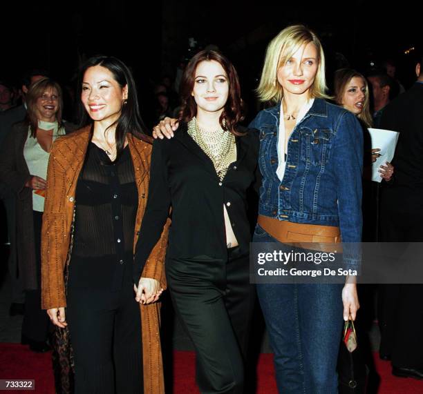 Actress Lucy Liu, actress Drew Barrymore and actress Cameron Diaz attend the Special Screening of Columbia Pictures'' "Charlie's Angels" October 24,...