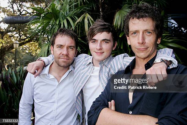 Actors Brendon Cowell, Ben Mendelsohn and Sam Parsonson attend the media launch of season 3 of Foxtel's drama "Love My Way" at Pavilion on the Park...