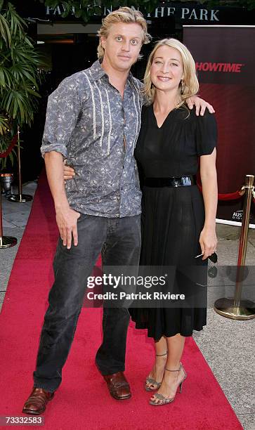 Actress Asher Keddie attends with co-star Dan Wyllie the media launch of season 3 of Foxtel's drama "Love My Way" at Pavilion on the Park on February...