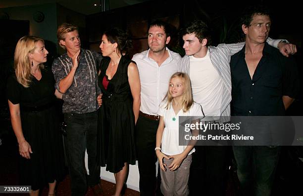 Actors Asher Keddie, Dan Wyllie, Claudia Karvan, Brendan Cowell, Sam Parsonson, Ben Mendelohn and Alex Cook attend the media launch of season 3 of...