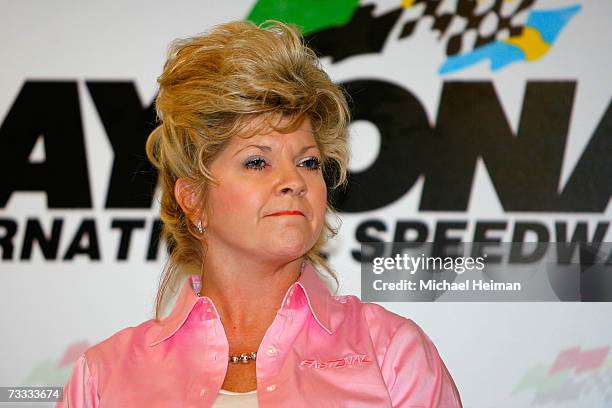 Lois Vance of Bobby Hamilton Racing speaks during a press conference at Daytona International Speedway on February 15, 2007 in Daytona, Florida.