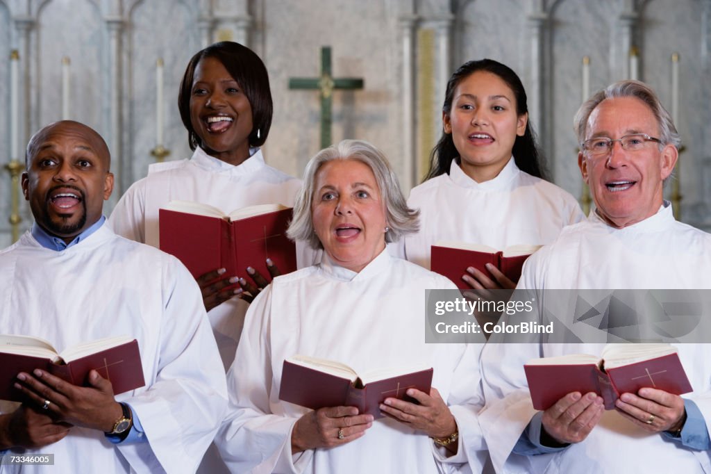 Choir singing in church