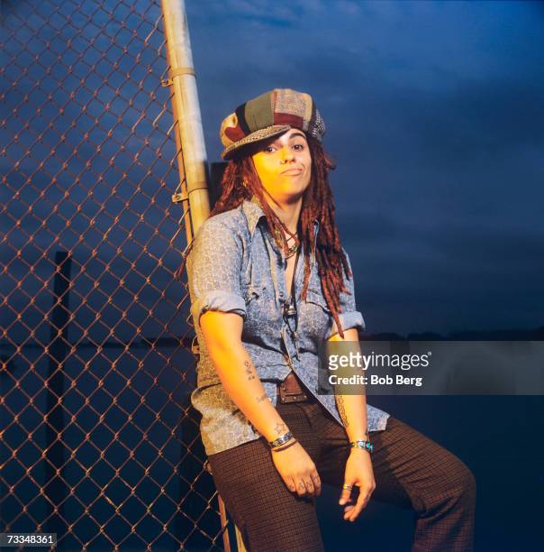 American rock band 4 Non Blondes lead vocalist Linda Perry poses for a July 1993 portrait Jones Beach, Long Island.