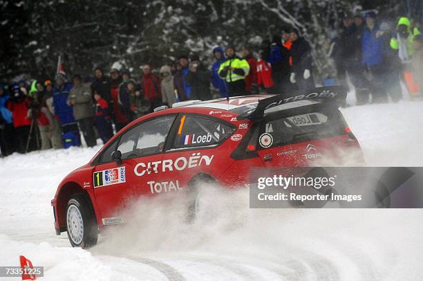 Sebastien Loeb of France and Citroen in action during the first leg of the WRC Rally of Norway on February 16, 2007 in Hamar, Norway.