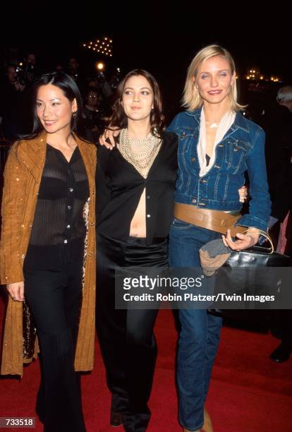Actors Lucy Liu, Drew Barrymore and Cameron Diaz attend the New York special screening of their new movie, "Charlie's Angels" October 24, 2000 in New...