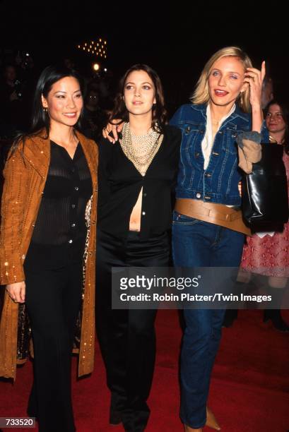 Actors Lucy Liu, Drew Barrymore and Cameron Diaz attend the New York special screening of their new movie, "Charlie's Angels" October 24, 2000 in New...