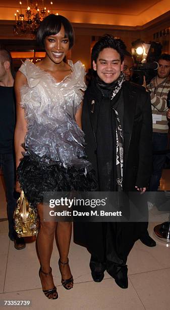 Naomi Campbell and Prince Azim attend the Marc Jacobs fashion show during London Fashion Week, at Claridges on February 16, 2007 in London, England.