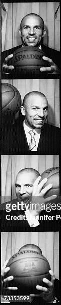 Jason Kidd of the New Jersey Nets poses for a portrait in a photo booth during All Star Media Availability on February 16, 2007 at The Palms Resort...