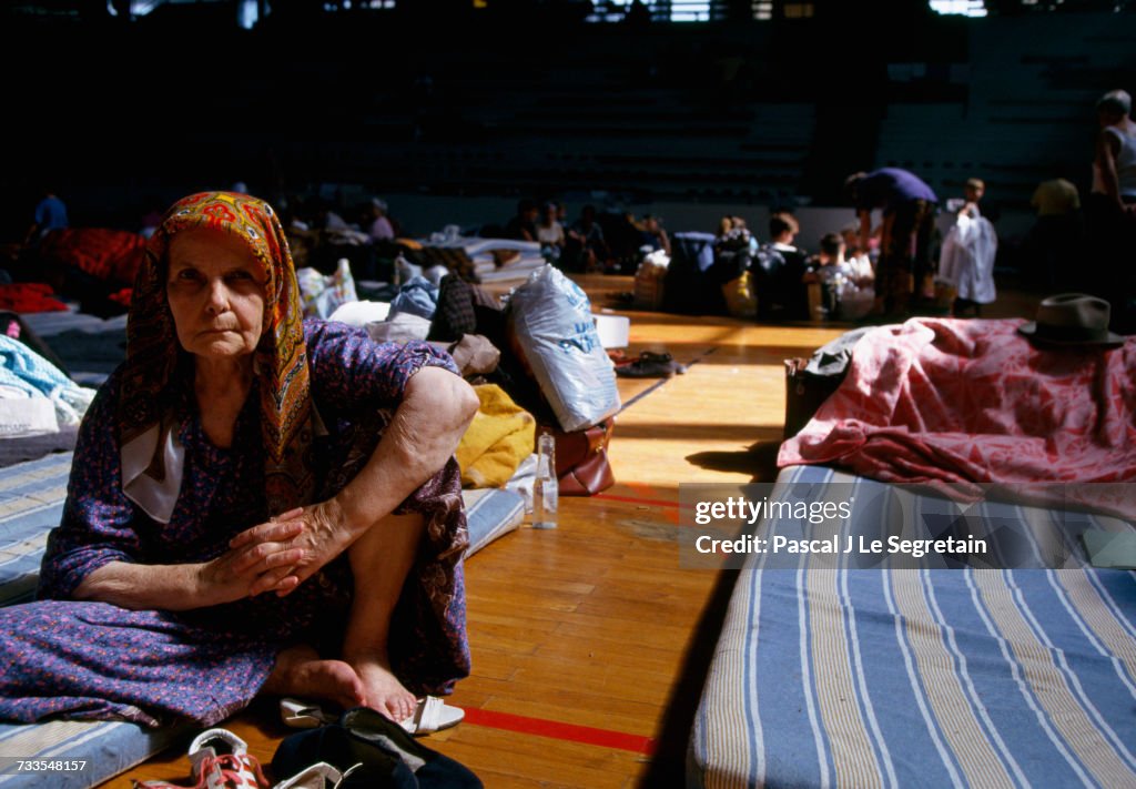 Elderly Woman at Bosnian Refugee Camp