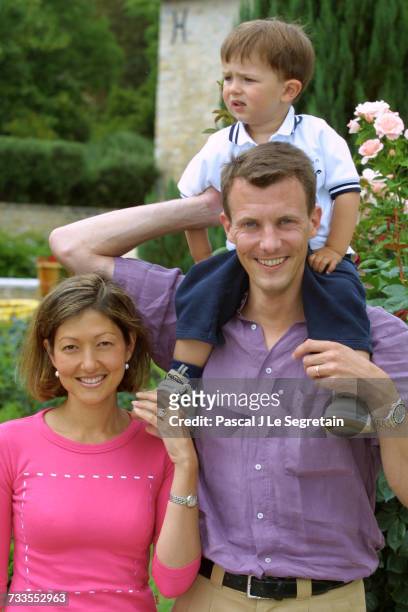 Alexandra Manley, Prince Joachim and their son Nikolai on holiday in the 'Chateau de Caix'.