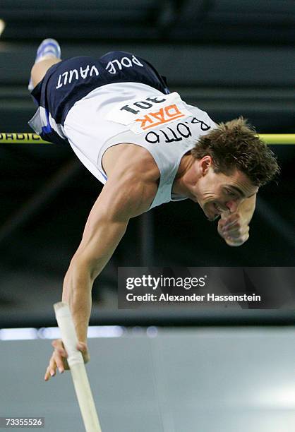 Bjoern Otto wins the Men's Pole Vault competition at the German Indoor Championships at the Leipzig Arena on February 17, 2007 in Leipzig, Germany.