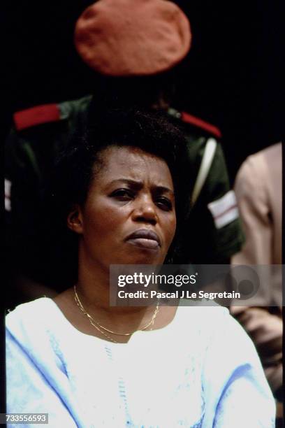 Rwandan Prime Minister Agathe Uwilingiyimana visits Nyacyonga refugee camp.