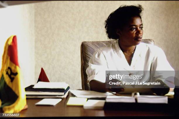 The Prime Minister of Rwanda Agathe Uwilingiyimana, at her office of the Prime Minister.