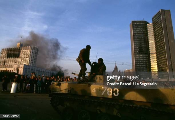 The Russian Army re-captures Parliament back from rebels during the Russian constitutional crisis. As discontent with Yeltsin's government grew,...