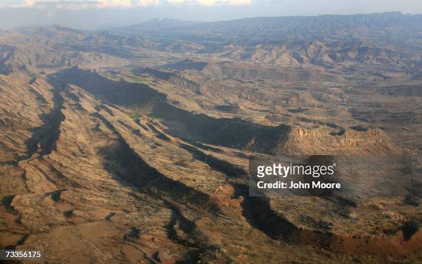 Pakistan's North Waziristan tribal area is seen from the air February 17, 2007. NATO and the Afghan government say that Taliban and Al-Qaeda fighters...