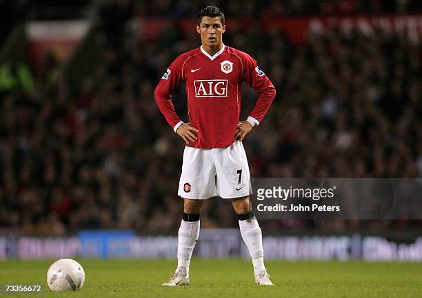 Cristiano Ronaldo of Manchester United in action during the FA Cup sponsored by E.ON Third Round match between Manchester United and Reading at Old...