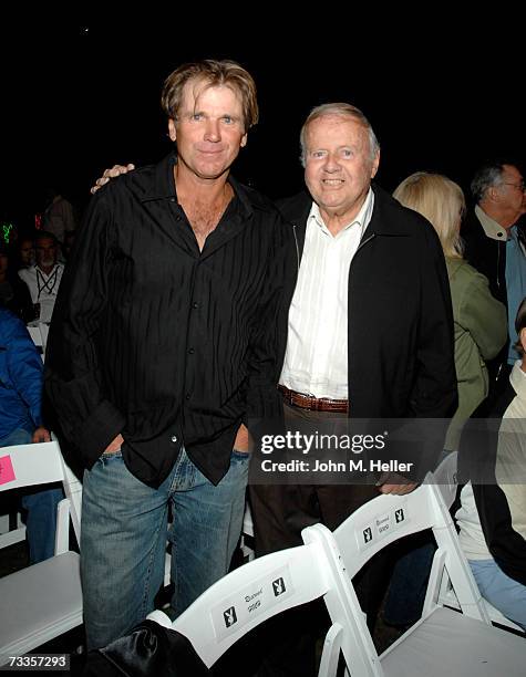 Nels Van Patten and Dick Van Patten attend Fight Night at the Playboy Mansion on February 16, 2007 in Holmby Hills, California.
