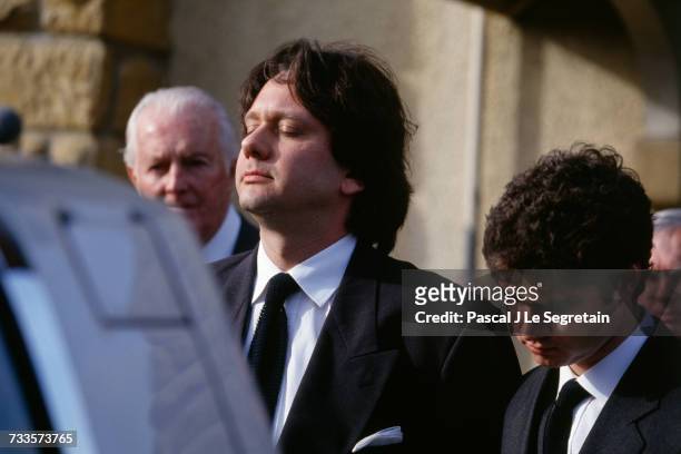Funeral of British actress Audrey Hepburn at the village church of Tolochenaz in Switzerland. Her sons Sean Hepburn Ferrer , and Luca Dotti , and her...