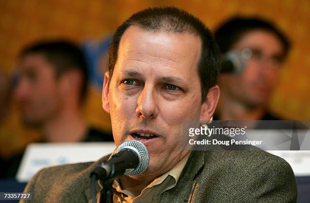 Race Director Jim Birrell answers questions during a press conference on the eve of the AMGEN Tour of California February 17, 2007 in San Francisco,...